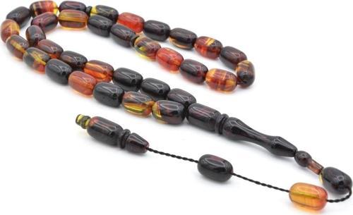 Usta Işi Sistemli Kapsül Kesim Karışık Renk Sıkma Kehribar Tesbih 177