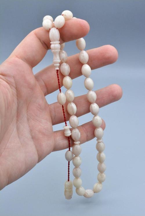 Usta Işi Sistemli Beyzi Kesim Hareli Beyaz Katalin Tesbih