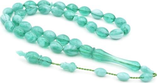 Usta Işi Sistemli Beyzi Kesim Hareli Yeşil Uçak Camı Tesbih