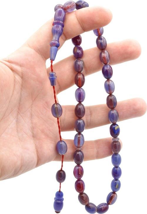 Usta Işi Sistemli Beyzi Kesim Kırmızı Mavi Katalin Tesbih