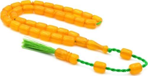 Usta Işi Sistemli Kapsül Kesim Sarı Sıkma Kehribar Tesbih 066