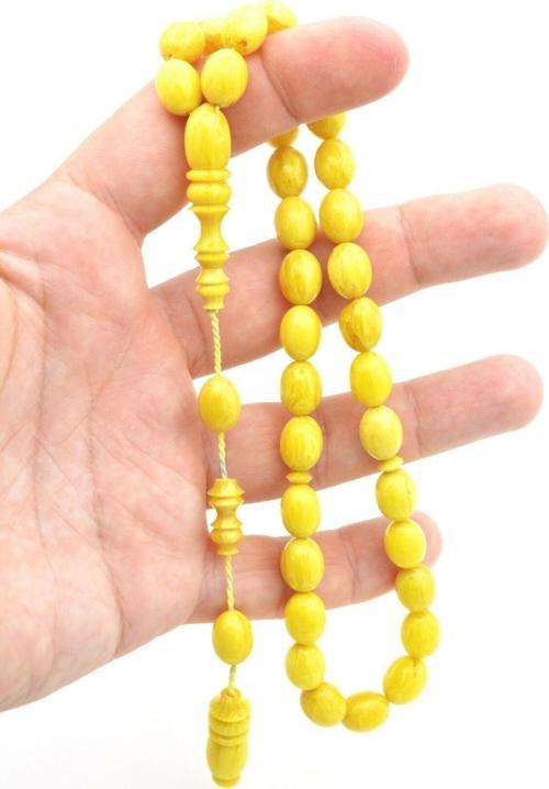 Usta İşi Sistemli Beyzi Kesim Sarı Katalin Tesbih