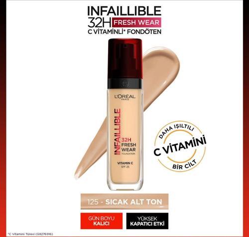 Infaillible 32H Fresh Wear C Vitaminli Fondöten - 125 Natural Beige