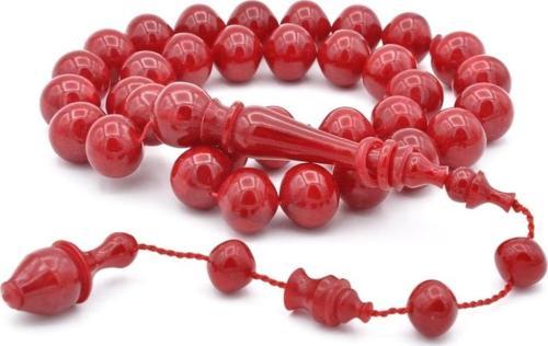 Usta Işi Sistemli Sığırcık Kesim Iri Boy Kırmızı Katalin Tesbih