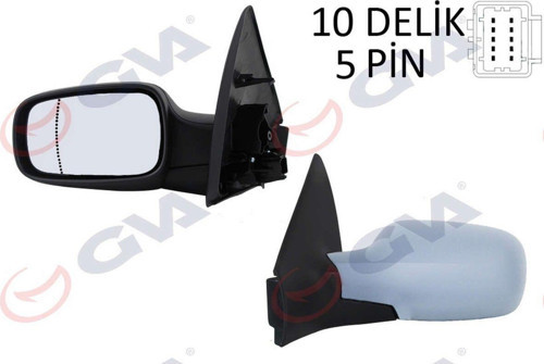 Dış Dikiz Aynası Sol Megane 02 Elektrikli Isıtmalı Astarlı Asferik 5 Fiş Vm-138Ehpal 313105