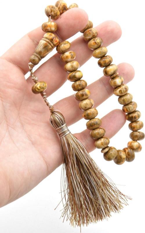 Zeyn Usta Işi Basık Model Turuncu Kahverengi Katalin Tesbih 009