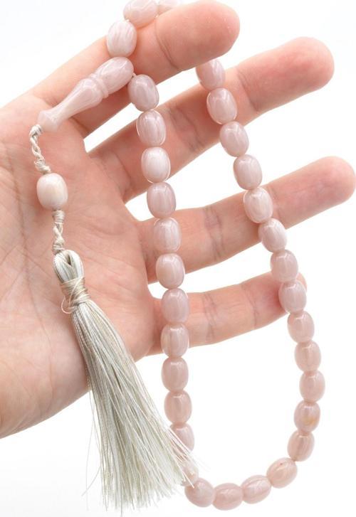 Zeyn Usta Işi Tombul Beyzi Model Beyaz Katalin Tesbih 022