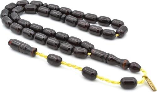 Zeyzun Usta Imzalı Kapsül Model Koyu Kahverengi Sıkma Kehribar Tesbih