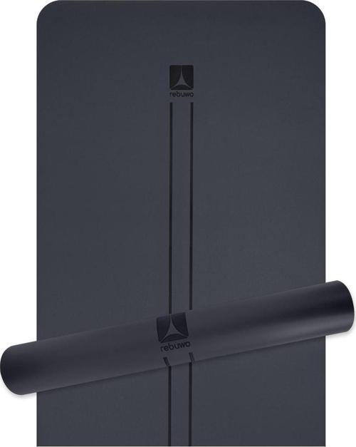 Çizgi Tasarımlı 5mm Ekstra Kaydırmaz Doğal Kauçuk Yoga Matı Pilates Mat Siyah
