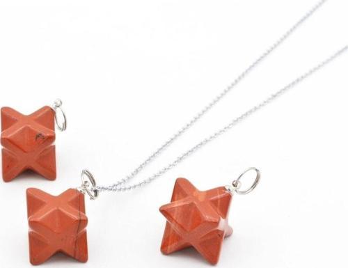 Hakiki Doğal Jasper Taşı Merkaba Kolye Ucu