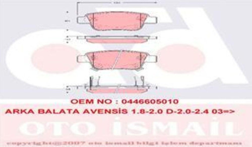 Sangsın Sp2184 Arka Balatası Avensıs 1.8-2.0-2.4 03 Corolla 04 Gdb3337-Gdb3456 Toyota Avens