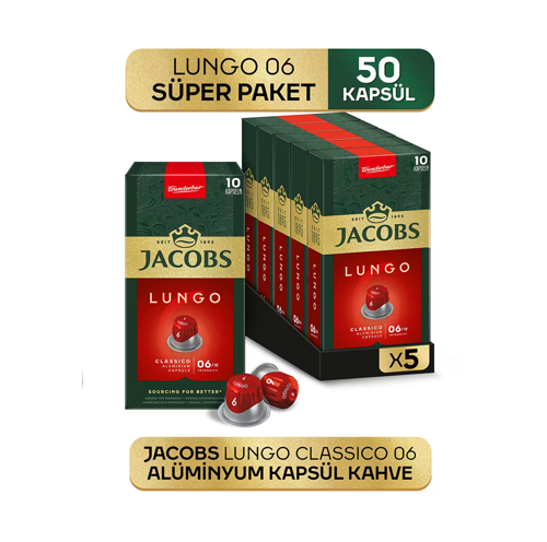 Lungo 6 Classic Nespresso Uyumlu Kapsül Kahve 10 Kapsül X 5 Adet