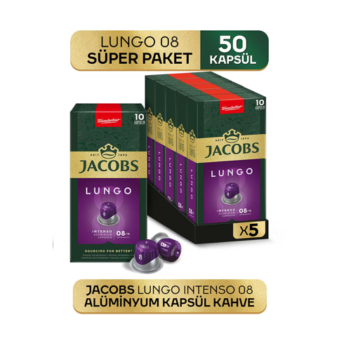 Lungo 8 Intenso Nespresso Uyumlu Kapsül Kahve 10 Kapsül X 5 Adet