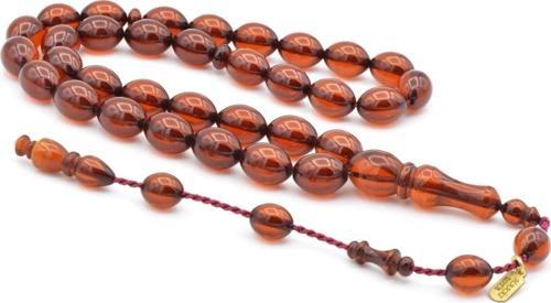 Hakkı Usta Imzalı Beyzi Kesim Fırınlı Sıkma Kehribar Tesbih