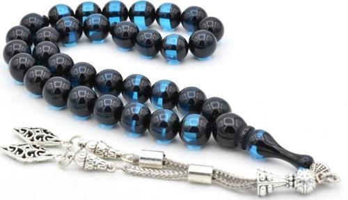 Kaplama Püsküllü Küre Kesim Sürmeli Lacivert Sıkma Kehribar Tesbih