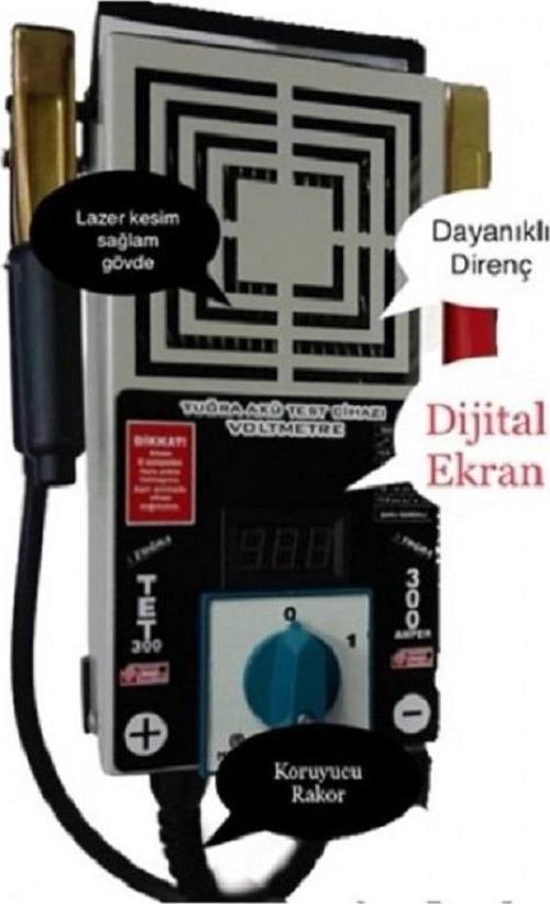 6-12-24 VOLT 300 AMPER AKÜ TEST CİHAZI TET300