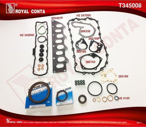 Roy-345008 Silindir Lastikli Takım Conta Keçeli Master Mgn 1.9 F9Q Uyumlu