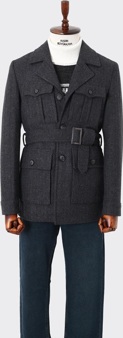 Modern Dayanıklı Erkek Safari Mont - Viskon Pamuk Polyester Kumaş-KAV9126W