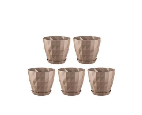 SO-KRT1 Dekoratif Kristal Saksı Takımı 0.6 Lt Mocha 5 Adet