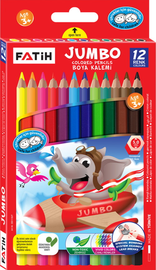 Jumbo Boya Kalemi 12 Renk Tam Boy FA33340KB12RTB