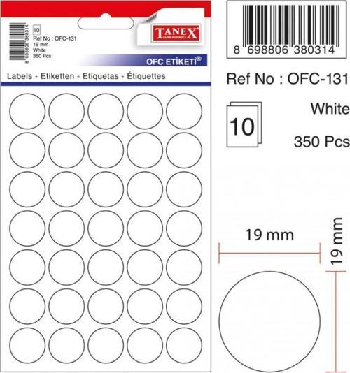 Ofc-131 Ofis Etiketi Poşetli Yuvarlak 19X19 Mm Beyaz (10 Lu Paket)