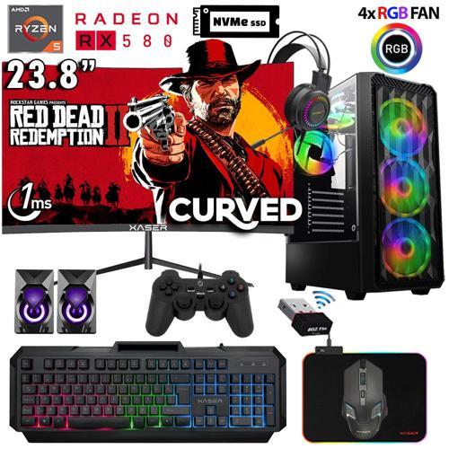 Armor X40 Ryzen 5 5500 16GB Ram 512GB M.2 NVMe SSD 8GB RX580 24" Curved Masaüstü Oyuncu Bilgisayarı