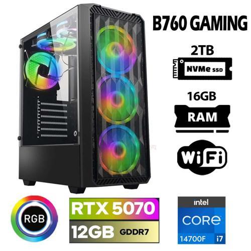 Thunder x150 i7 14700F 16GB DDR5 Ram 2TB M.2 NVMe SSD 12GB RTX5070 Masaüstü Oyuncu Bilgisayarı