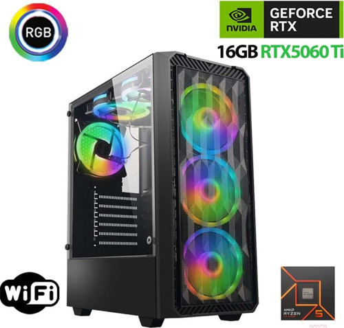 Thunder x810 Ryzen 5 7500F 32GB DDR5 Ram 1TB M.2 NVMe SSD 16GB RTX5060 Ti Oyuncu Masaüstü Bilgisayarı