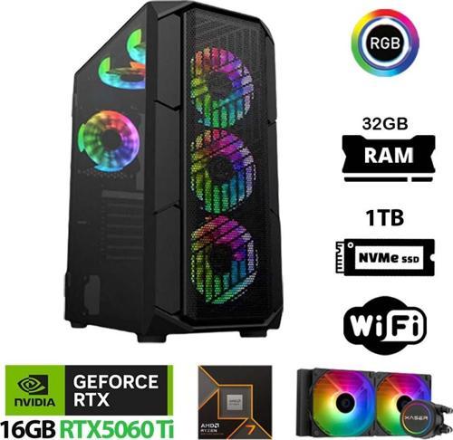 Thunder x870 Ryzen 7 7800X3D 32GB DDR5 Ram 1TB M.2 NVMe SSD 16GB RTX5060 Ti Sıvı Soğutmalı Oyuncu Bilgisayarı