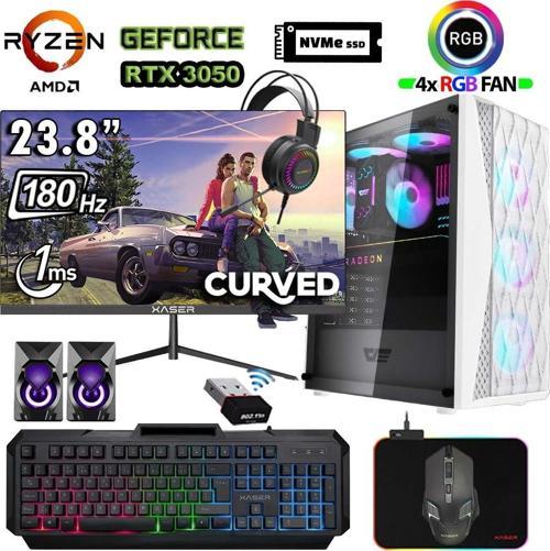 Xsr1198 Ryzen 5 5500 32GB Ram 1TB M.2 NVMe SSD 6GB RTX3050 23.8" 180Hz Curved Masaüstü Oyuncu Bilgisayarı