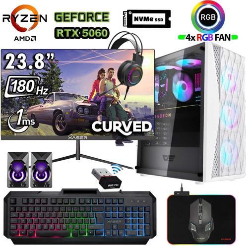 Xsr1207 Ryzen 7 5700x 32GB Ram 1TB M.2 NVMe SSD 8GB RTX5060 23.8" 180Hz Curved Masaüstü Oyuncu Bilgisayarı