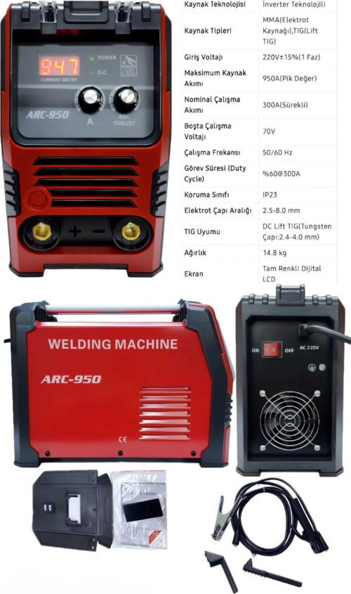 Dijital Kaynak Makinesi (Kırmızı) Eea401 Arc 950