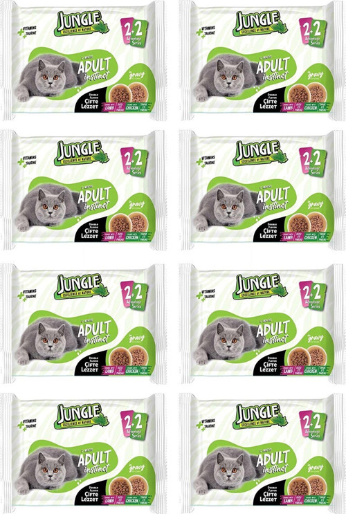 32X100 Gr Çift Lezzet Pouch Yetişkin Yaş Kedi Maması Kuzu Eti Tavuk Eti