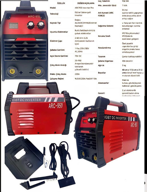 Arc 950 Dc İnverter Dijital Kaynak Makinesi (Kırmızı)Eea408