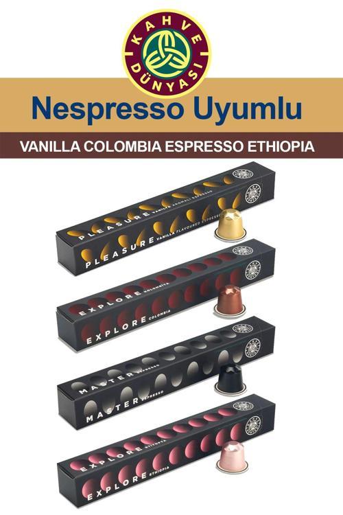 Nespresso Vanilyalı Kapsül Kahve Tadım Seti Vanilya Colombia Espresso Ethiopia 4X10
