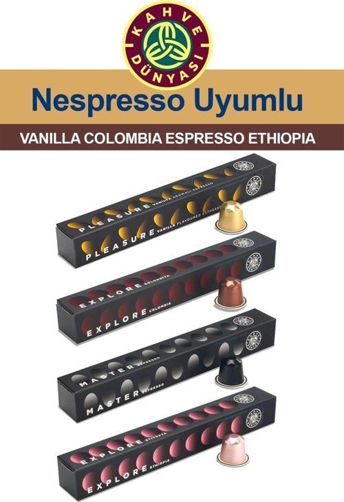 Nespresso Vanilyalı Kapsül Kahve Tadım Seti Vanilya Colombia Espresso Ethiopia 4X10