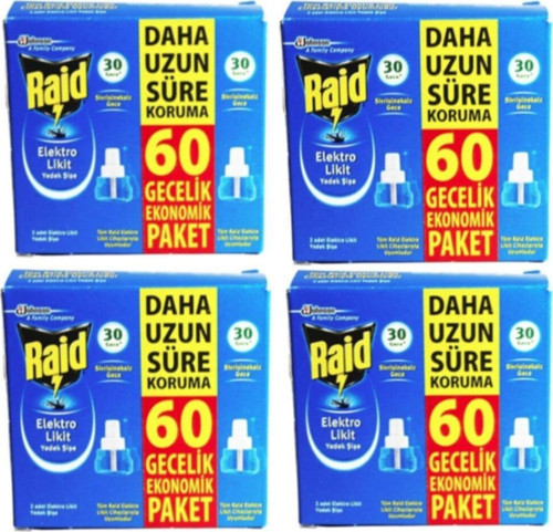 4 Paket Elektro Likit Sinek Kovucu 2'Li 60 Gece Yedek Kutu Priz Aparatı Içermez