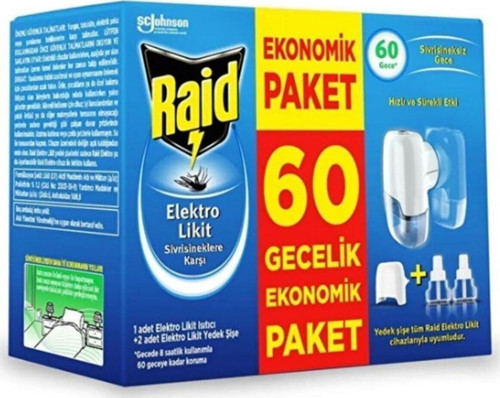 Elektro Likit Cihaz Ve 2 Yedek Likit Şişe 60 Gecelik Ekonomik Paket