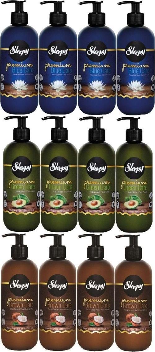 Sıvı Sabun Premium 500Ml Karma Doğal Adaçayı/Hindistan Cevizi/Lotus Çiçeği (12 Li Set)