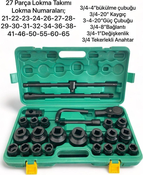 27 Parça 3/4 Kısa Havalı Lokma Seti Çantalı
