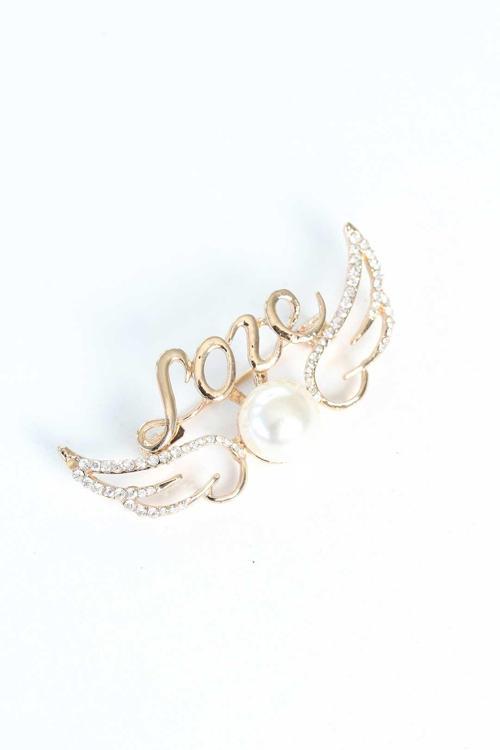Zirkon Taşlı Metal Broş