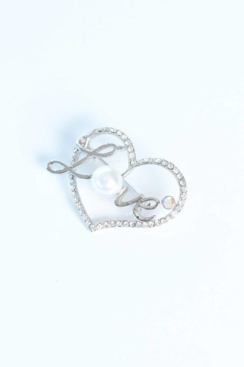 Zirkon Taşlı Metal Broş