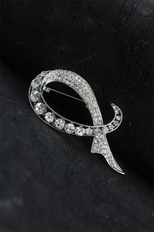 Zirkon Taşlı Metal Broş