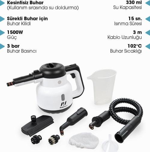 Cb-902 Buharlı Temizleyici 1500w 3 Bar Buharlı Temizlik Makinesi