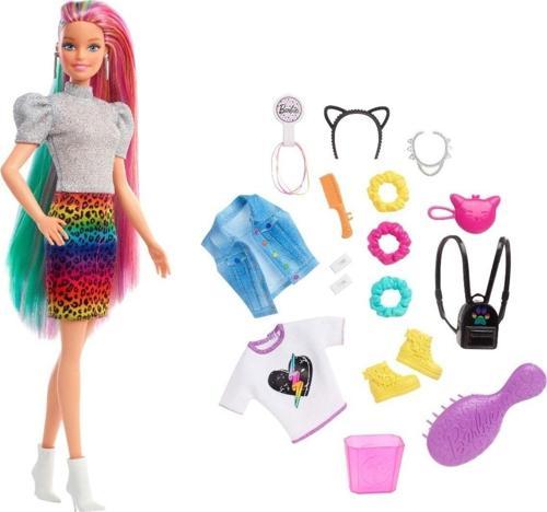 Beyaz At -barbie Leopar Desenli Saçlar Bebeği Grn81. - Beyaz At