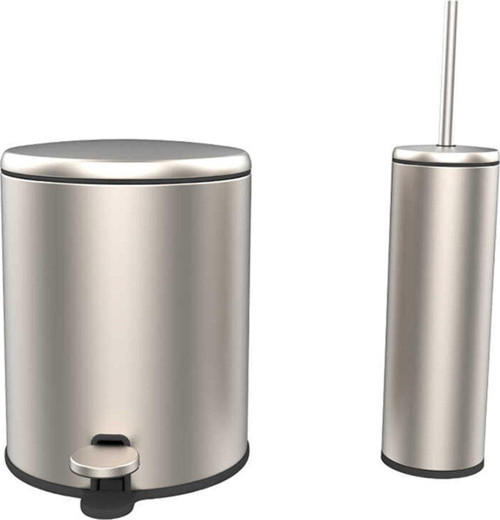 Cigo Banyo Çöp Kovası Tuvalet Fırçası 2'Li Mat Krom
