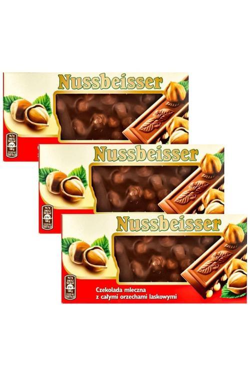 Nussbeisser Bütün Fındıklı Sütlü Çikolata 3 X 100 Gr Ithal