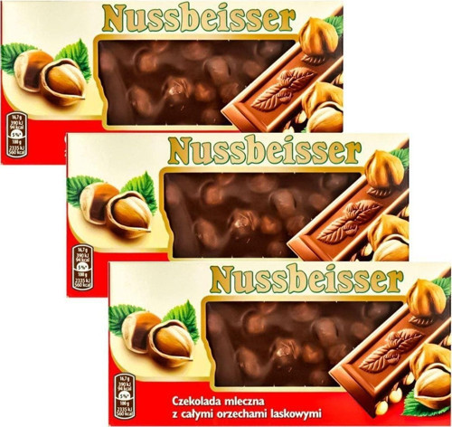 Nussbeisser Bütün Fındıklı Sütlü Çikolata 3 X 100 Gr Ithal