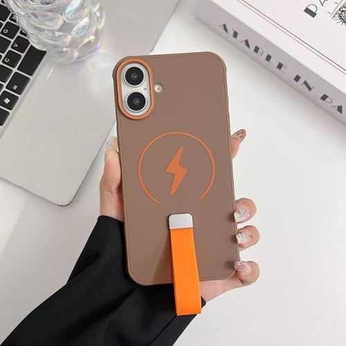 iPhone 16 Uyumlu Magsafe Şarj Özellikli Kamera Korumalı Kordon Standlı Silikon Kapak