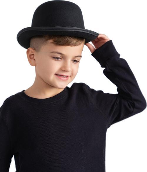 Charlie Chaplin Stil Çocuk Şapkası – Siyah Melon Parti Şapkası